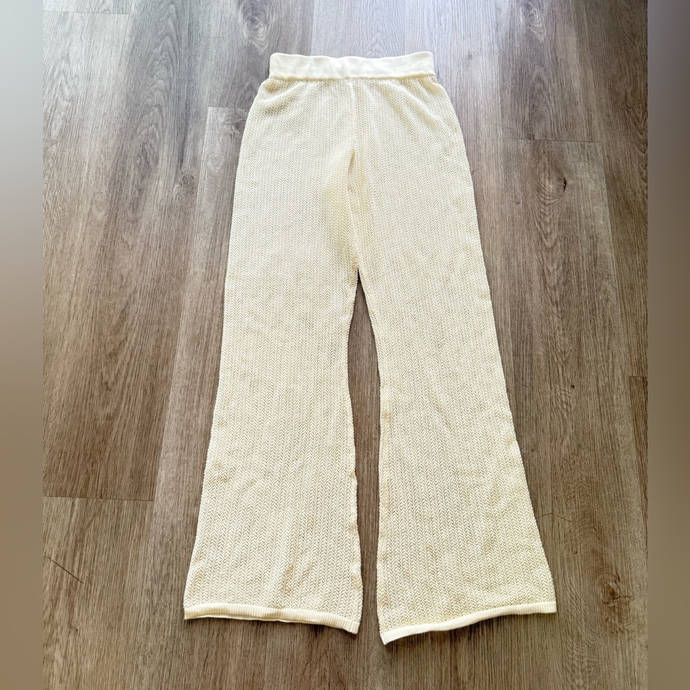 monday swimwear ivory knit wide leg high waist bikini cover up pants size XS (P) - Picture 6 of 6